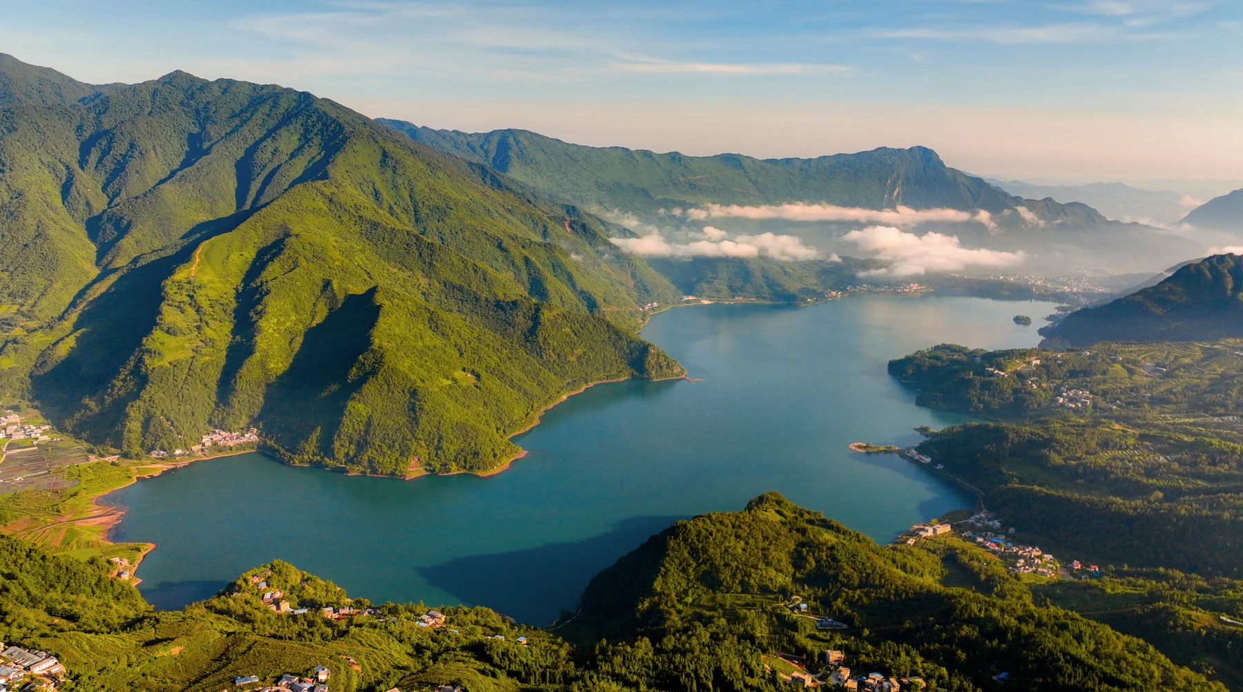 Mountains and a lake in Leibo, Sichuan