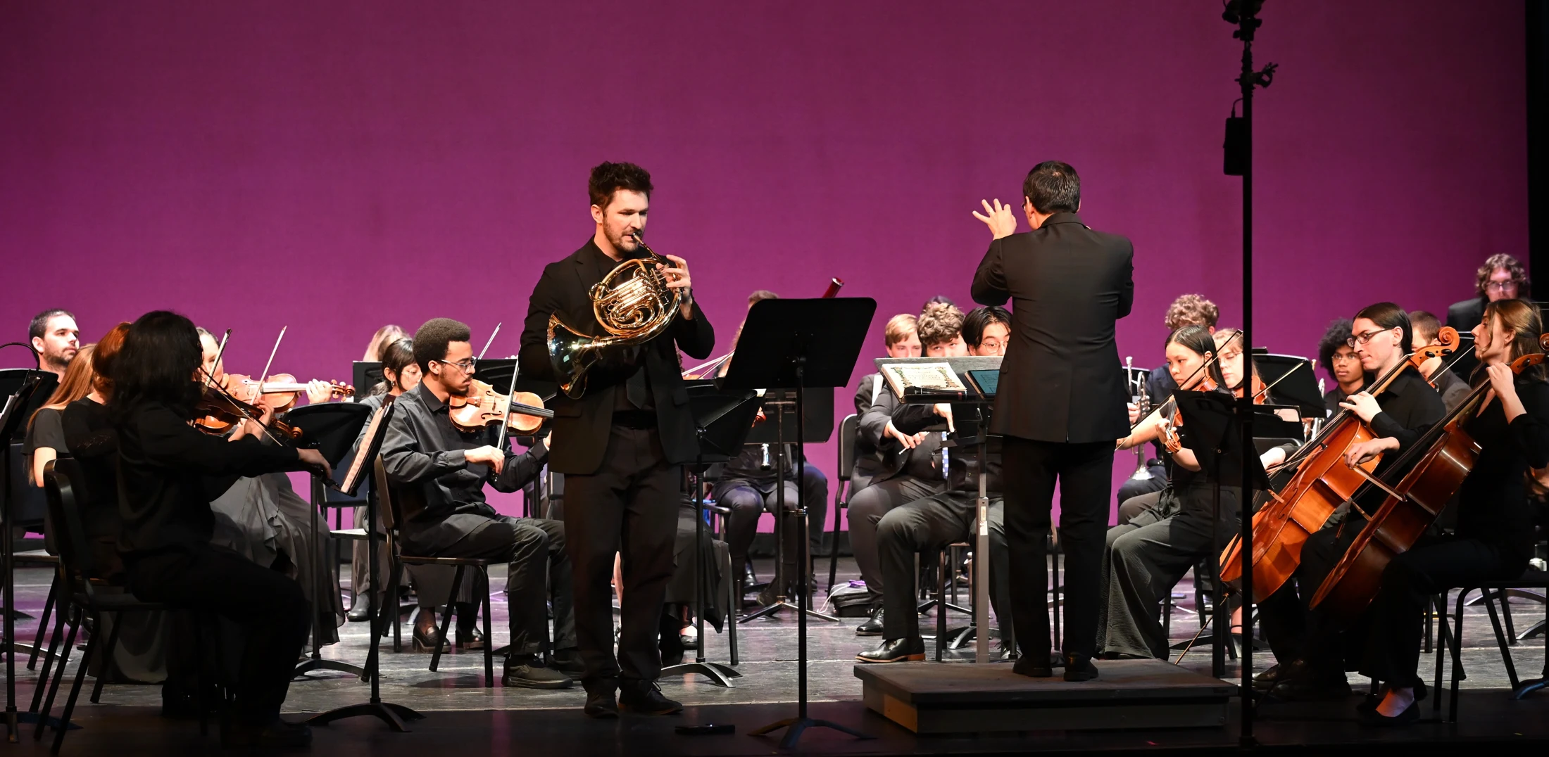 Horn soloist performing with the ODU Symphony Orchestra